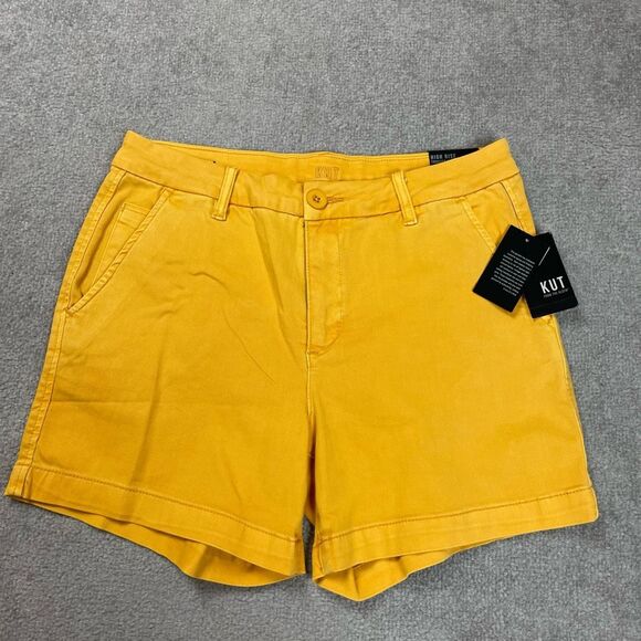 Kut from the Kloth Womens 8 Trouser Shorts Yellow High Rise Flat Front NWT - Picture 1 of 5